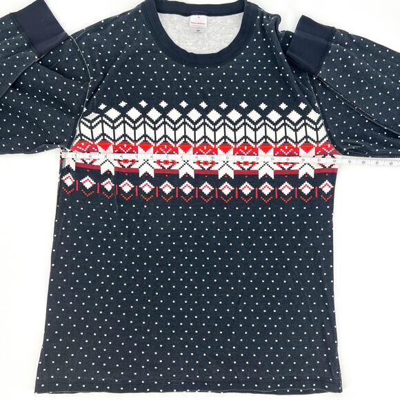 Hanna Andersson Adult Long John Top Organic Cotton Heritage Fair Isle Black Sz M - Picture 3 of 9